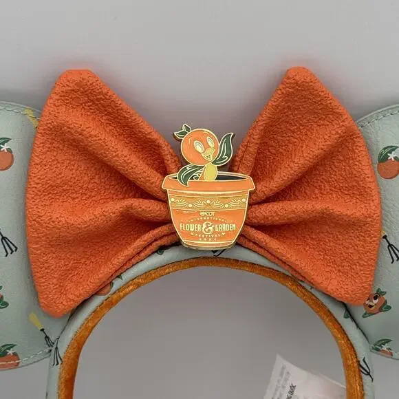 Disney Parks Loungefly Minnie Mouse Ears Epcot Flower Garden Orange Bird Headban - Picture 4 of 11